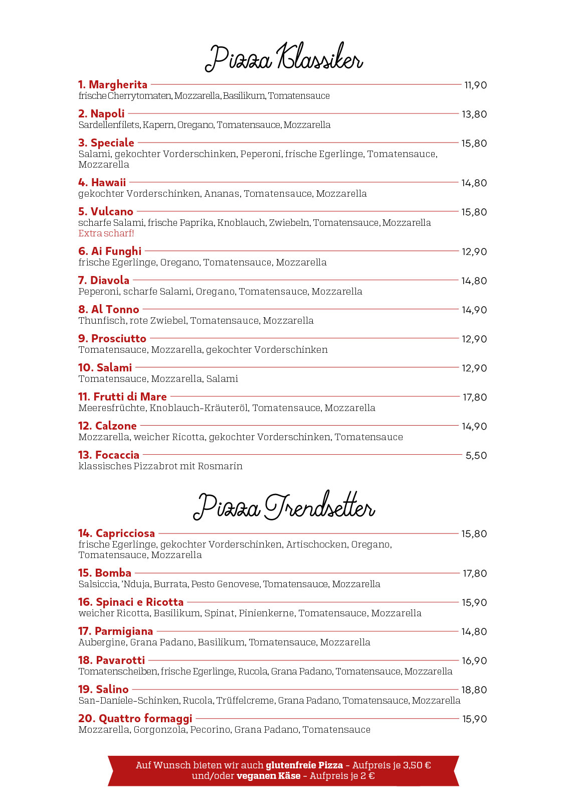 Pizza Klassiker, Pizza Evergreens - Salino