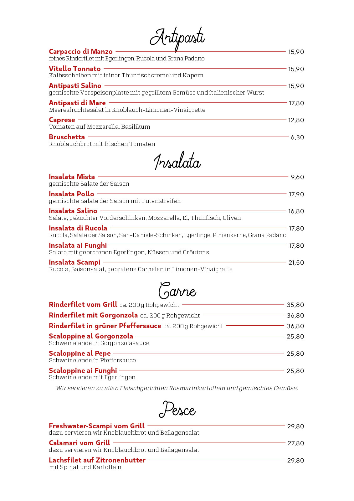 Antipasti, Insalata, Carne, Pesce - Salino