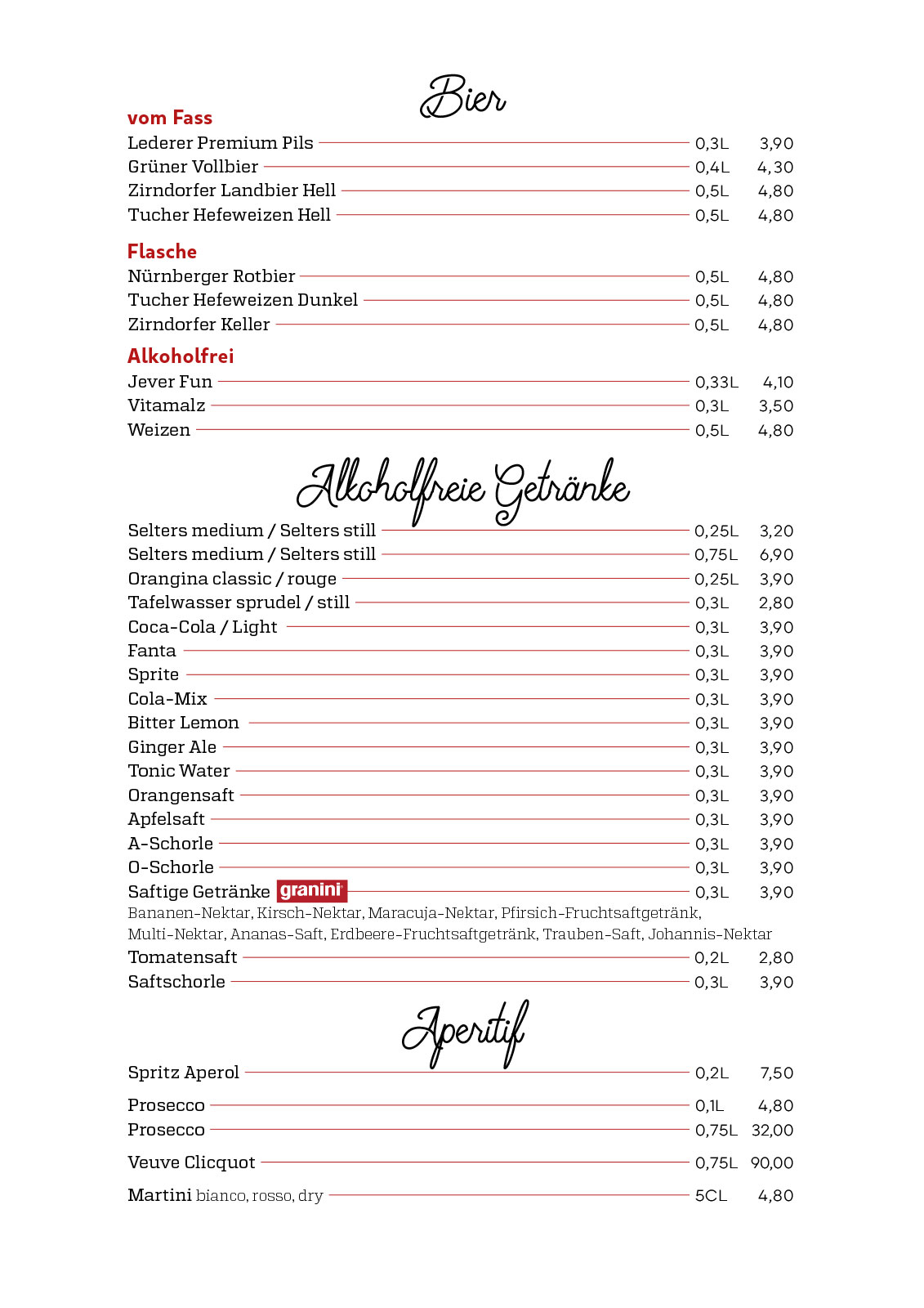 Bier, Alkoholfreie Getränke, Aperitif - Salino